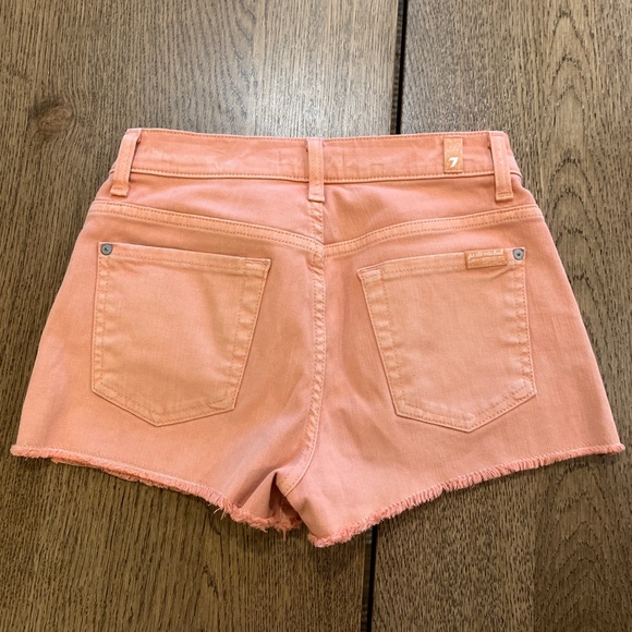 7 for All Mankind Premium Denim  Light Orange Monroe Cutt Off Shorts in size 24 - Picture 4 of 5